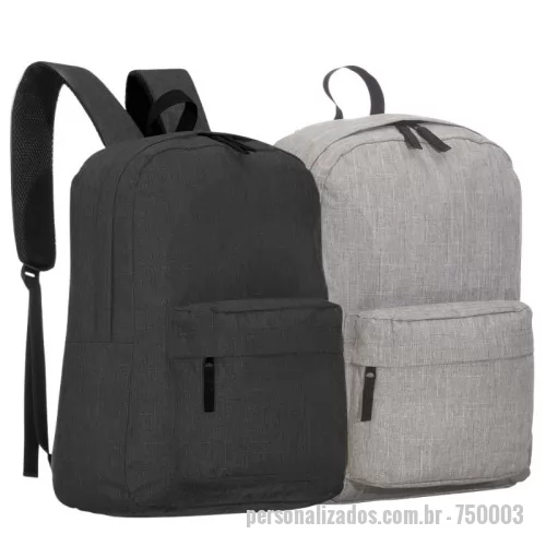 Mochila personalizada - Mochila em tecido poliéster 300D e interior em 210D.  Parte externa: Bolso frontal com zíper. Zíper protegido.  Sem compartimento para Notebook.