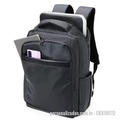 Mochila personalizada - Mochila Personalizada - CBX08172 - Mochila Couro Sintético USB 21 Litros - 175979 - Mochila