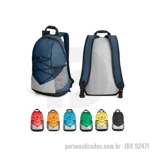 Mochila personalizada - Mochila em 600D com bolsos laterais em tela mesh e bolso interior. Parte posterior e alças almofadadas. Capacidade até 15 L. 250 x 420 x 180 mm