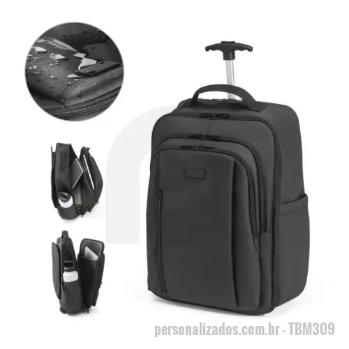 Mochila personalizada - Mochila trolley em 900d com revestimento resistente à água. Compartimento principal espaçoso com bolso para portátil até 17,3