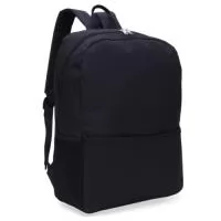 Mochila de poliéster 27 litros com dois compartimentos, sendo o principal com bolso para notebook 156. A mochila possui bolsos laterais em malha e área costada com revestimento espumado.