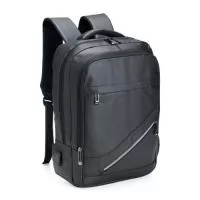 Leve tudo o que precisar para todos os lugares com esta mochila de 18 litros. Feita de couro sintético resistente à água, ela garante a proteção de tudo que há dentro da mochila contra chuva e respingos dágua. Além disso, ela possui dois bolsos na frente, um compartimento no meio que fica à frente da abertura principal e outro bolso lateral em rede para carregar garrafas ou guarda-chuvas. Por dentro, é possível guardar notebooks de até 15,6 polegadas e, em meio ao seu amplo espaço, há um extensor USB para fazer recargas com toda praticidade.