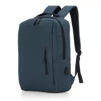 Mochila em nylon com capacidade máxima de até 17 litros. Possui três compartimentos, sendo o principal com divisórias para notebooks de até 15,6 polegadas e bolsos internos em diferentes tamanhos. Conta ainda com bolso lateral e suporte USB externo.