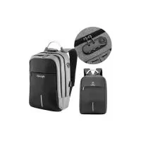 Mochila Importada Antifurto Modelo Shield da Promoline, personalizada com logo frontal, tem faixa refletiva noturna, saída USB, saída para fone de ouvido, alça de mão superior em alumínio, suporte interno para Notebook, 2 divisórias grandes na parte interna e alça para mala na região das costas. Grave a sua marca e presenteie sua equipe de colaboradores e clientes.