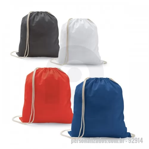 Mochila saco personalizada - Sacola tipo mochila 100% algodão