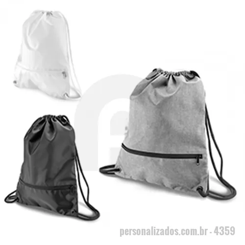 Mochila saco personalizada - Mochila saco de poliéster 300d com bolso inferior de zíper.mochila saco de poliéster 300d com bolso inferior de zíper