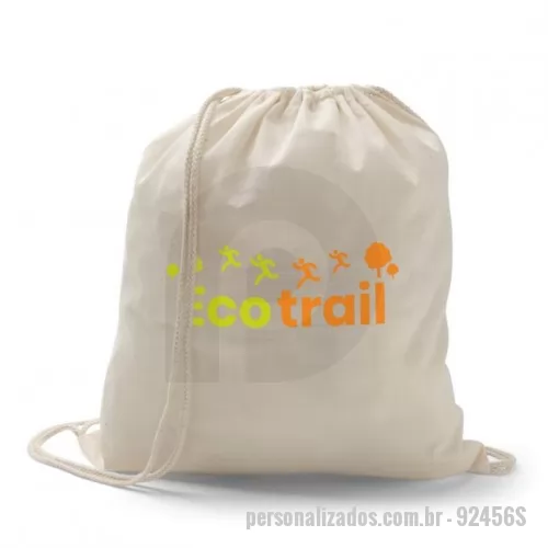 Mochila saco personalizada - Mochila saco Personalizada - 92456S - Sacola tipo mochila 100% algodão (103 g/m²). 370 x 410 mm - 141074 - Mochila saco