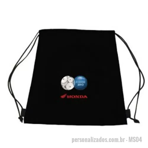 Mochila saco personalizada - Mochila Saco em nylon Córdoba, fechamento com cordões. Personalização em silkscreen. Disponível em diversos tamanhos, materiais e cores.
