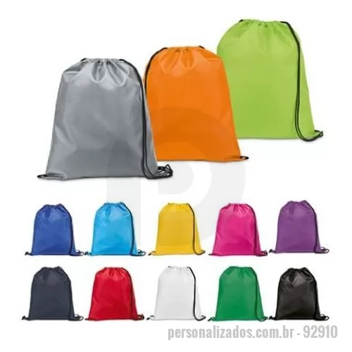 Mochila saco personalizada - Sacola tipo mochila em 210D.