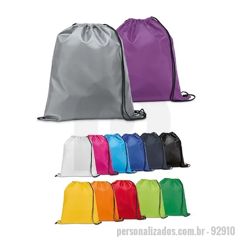 Mochila saco personalizada - Sacola tipo mochila em 210D. 350 x 410 mm