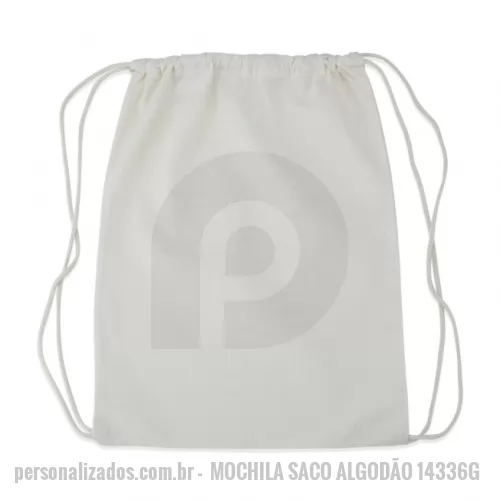 Mochila saco personalizada - Mochila saco confeccionada em algodão, tamanho G.  ATENÇÃO: Além desse modelo, temos dezenas de outras opções de mochilas.