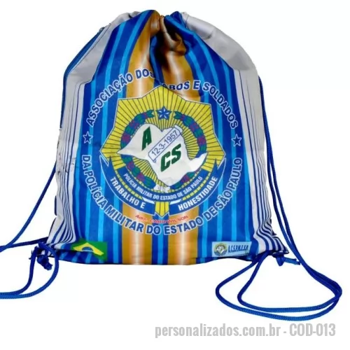 Mochila saco personalizada - Mochila saco personalizada e confeccionada no Nylon 600