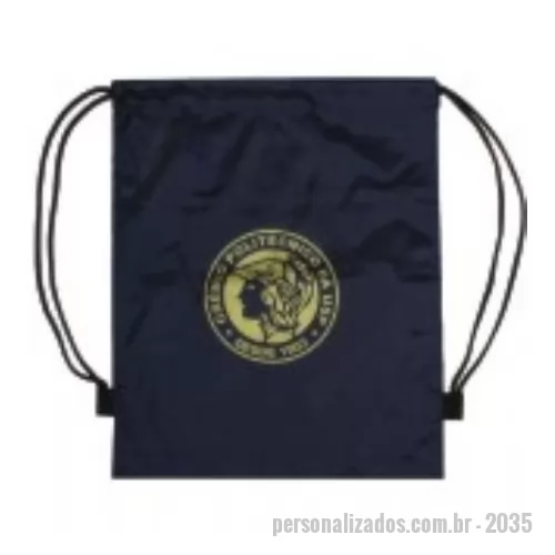 Mochila saco personalizada - Mochila esportiva confeccionada em microfibra, formato 32 X 40 cm. Regulagem para fechamento em cordão