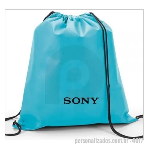 Mochila saco personalizada - Mochila saco produzida em nylon com duas alças e gravação em Silk.