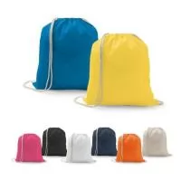 Sacola tipo mochila em algodão reciclado e poliéster (140 g/m²). 370 x 410 mm