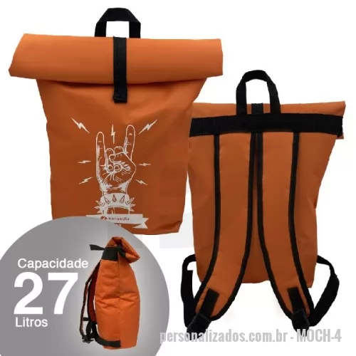 Mochila térmica personalizada - Confeccionada com tecido nylon, tamanho 40x60 cm (LxA), revestimento térmico com espuma pac e tecido plástico laminado impermeável, alças acolchoadas e ajustáveis, alça superior para transporte, fechamento com zíper e tira de nylon com velcro, capacidade 27 litros.