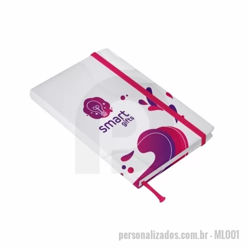 Moleskine personalizado - Caderno capa dura  100% customizada, com fita de cetim e elástico com 80 folhas.  Medida: 14x21 cm