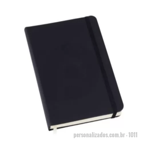 Moleskine personalizado - Caderneta tipo moleskine  Preto com pauta, formato 10x15cm, 80 folhas dcom pauta, Capa de couro sintetico emborrachado - com elastico 
