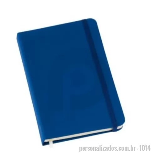 Moleskine personalizado - Caderneta Grande Tipo Moleskine Capa Azul com costura e Elastico - Com Pauta formato 10x15 cm - Capa em couro sintetico emborrachado - com elastico 