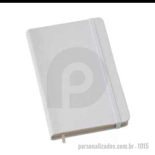 Moleskine personalizado - Caderneta tipo moleskine  Branca com pauta, formato 10x15cm, 80 folhas com pauta, Capa de couro sintetico emborrachado - com elastico 