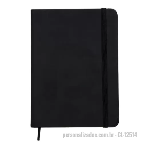 Moleskine personalizado - Caderneta emborrachada com pauta, elástico para lacre e marcador de página em cetim.