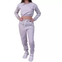 Conjunto Moletom Cropped Feminino Manga Longa