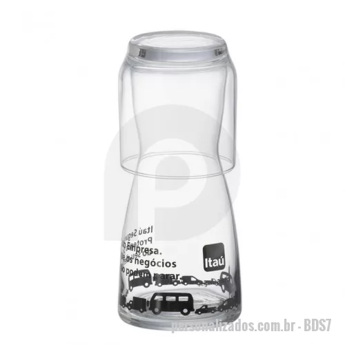 Moringa de vidro personalizada - Moringa Personalizada de Vidro com Copo 500ml