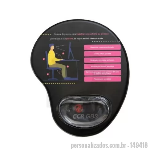Mouse pad personalizado - Mouse pad ergonômico medindo 21X25cm personalizado