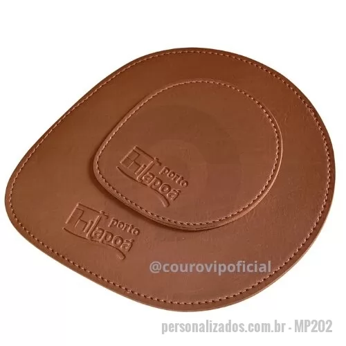 Mouse pad personalizado - MOUSE PAD E PORTA COPO GOTA EM COURO PERSONALIZADO MP202