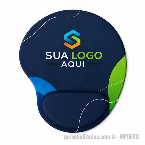 Mouse pad personalizado - Mouse pad ergonômico feito em neoprene com apoio para punho em silicone. Possui base revestida em silicone antiderrapante.