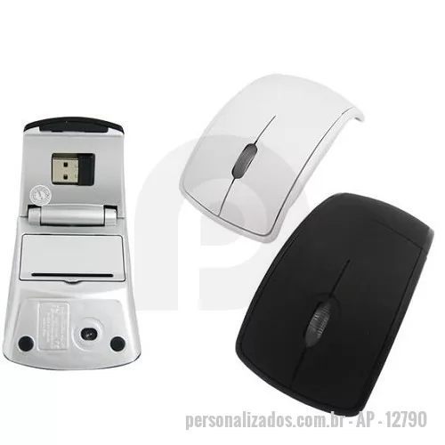 Mouse personalizado - Mouse optico wireless anatomico, tecnologia micro receiver, funciona com 2 pilhas AAA, embalagem de acrílico.