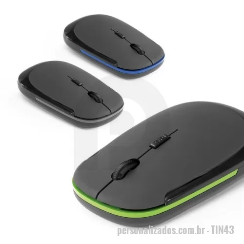 Mouse wireless personalizado - Mouse wireless 2.4g. Em abs com acabamento emborrachado. Incluso 2 pilhas aaa.