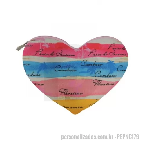 Necessaire em Neoprene personalizado - Necessaire de Coração para Brindes Personalizados