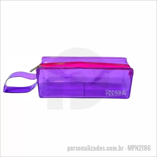 Necessaire em Pvc personalizado - Necessaire com alça - PVC - MEDIDA: 21X8X6