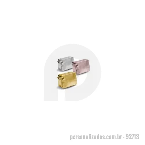 Necessaire em Pvc personalizado - Necessaire em Pvc Personalizado - 92713 - Bolsa multiusos em PVC com zíper. Prática e compacta ideal para uso diário ou em viagem. Disponível em cores metalizadas - 179171 - Necessaire em Pvc