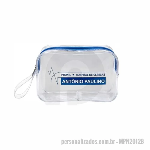 Necessaire em Pvc personalizado - Necessaire com alça de mão - PVC - Personalizada - Medida: 20x12x8