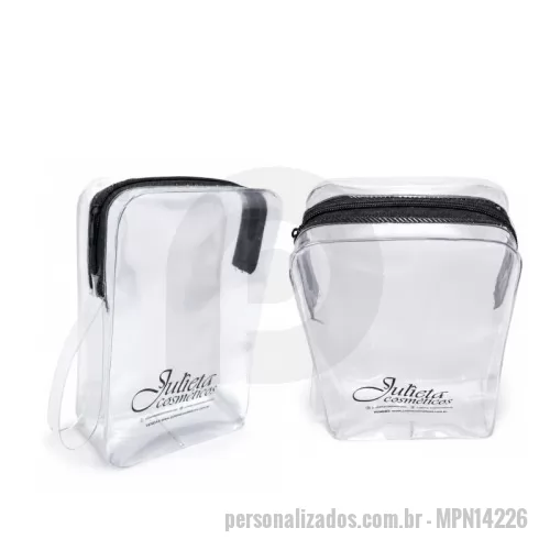 Necessaire em Pvc personalizado - NECESSAIRE COM ALÇA - PERSONALIZADA - MEDIDA: 14X22X6