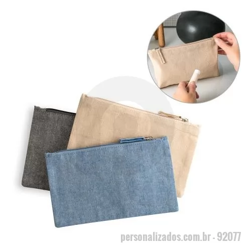 Nécessaire personalizado - multifunções Bolsa multifunções com algodão reciclado (140 g/m²) e zíper. 225 x 120 mm
