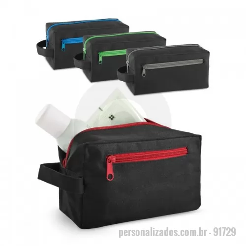 Nécessaire personalizado - Bolsa de cosméticos em 600D com pega e bolso frontal. 200 x 115 x 85 mm