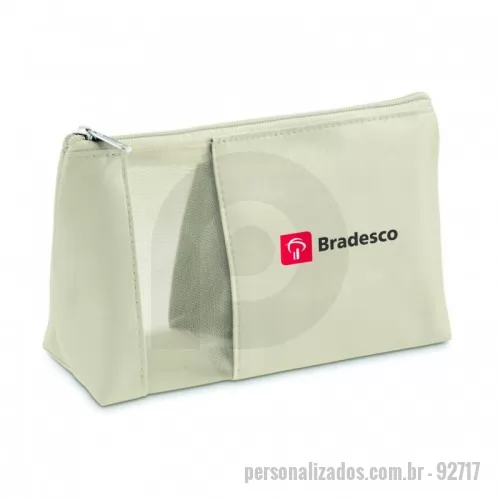 Nécessaire personalizado - Bolsa de cosméticos em microfibra e rede com zíper. 210 x 130 x 85 mm