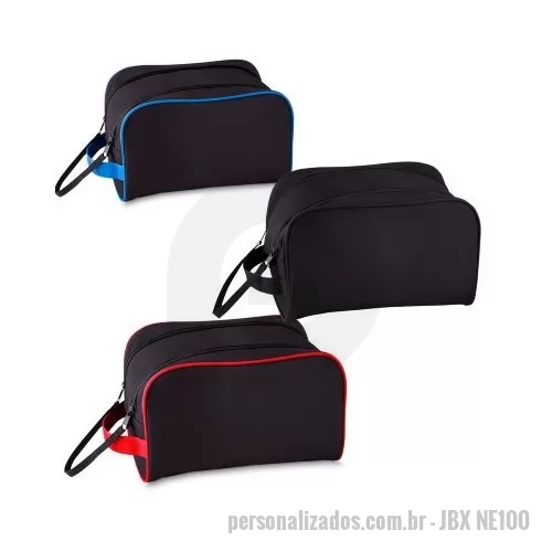 Nécessaire personalizado - Nécessarie tecido poliéster 600D e detalhe em PVC,cursor duplo para fechamento com alça,trava com velcro,alça de mão,gravação Frontal.