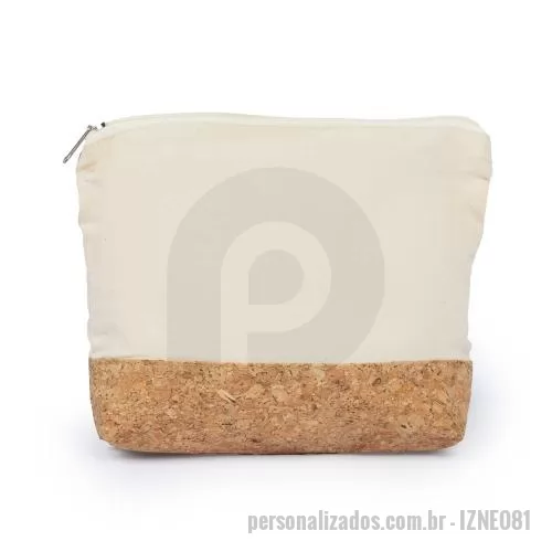 Nécessaire personalizado - Nécessaire em algodão 140g/m2 cru com detalhe em cortiça.
