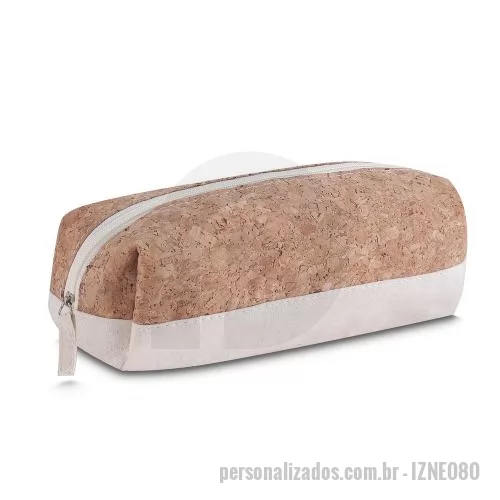 Nécessaire personalizado - Nécessaire em algodão 140g/m2 cru com detalhe em cortiça.