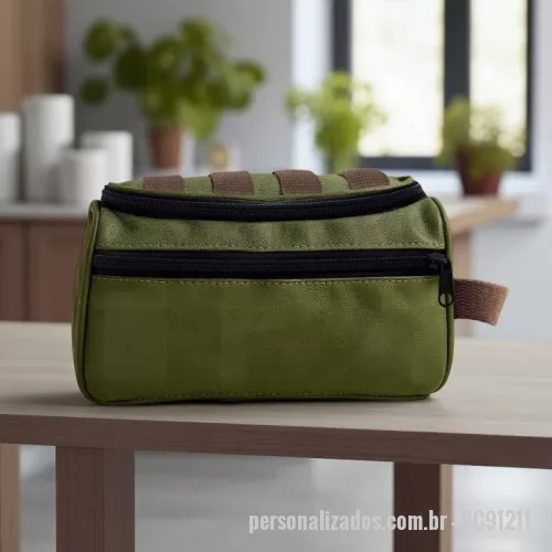 Nécessaire personalizado - NECESSAIRE 25X13X10M EM LONA, COM 2COMARTENTO, FECHAMENTO  EM ZÍPER, ALÇA  DE MÃO  EM FITA CA 25MM