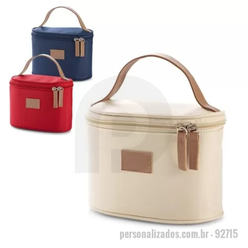 Nécessaire personalizado - Nécessaire Personalizado - 92715 - Bolsa de cosméticos em microfibra com detalhe em c. sintético e zíper duplo - 179172 - Nécessaire
