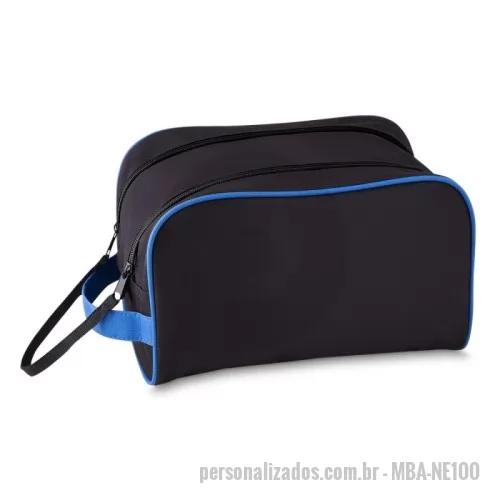 Nécessaire personalizado - Nécessarie tecido poliéster 600D e detalhe em PVC,cursor duplo para fechamento com alça,trava com velcro,alça de mão,gravação Frontal.