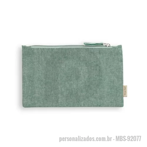Nécessaire personalizado - Bolsa multifunções em 70% algodão reciclado e 30% poliéster reciclado (140 g/m²). Interior com forro 100% algodão