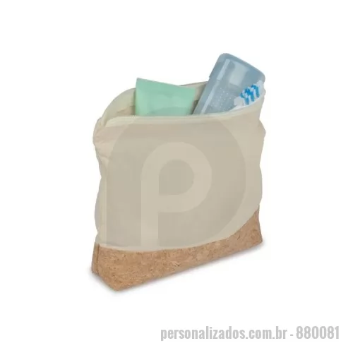 Nécessaire personalizado - 	Necessaire em algodão cru com detalhe em cortiça.