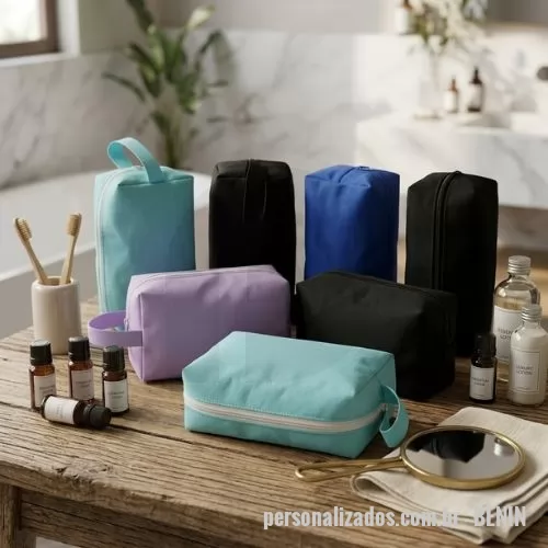 Nécessaire personalizado - Necessaire Nylon com Alça personalizada com seu logotipo