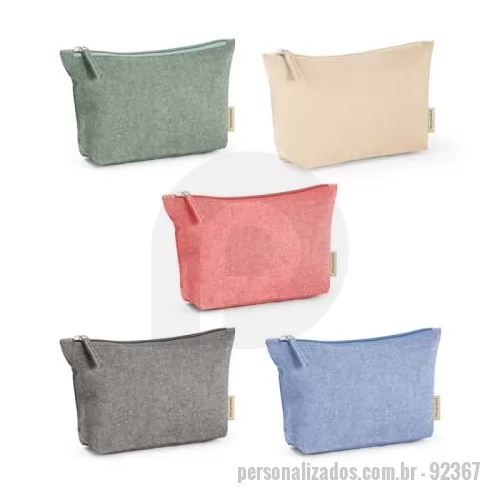 Nécessaire personalizado - Bolsa multifunções em 70% algodão reciclado e 30% poliéster reciclado (140 g/m²). Interior com forro 100% algodão. 250 x 140 x 60 mm